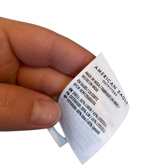 American Eagle Cream Linen Cropped Long Sleeve Button Blazer Size Small - Picture 9 of 9